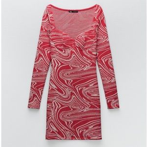 Jacquard knitted red dress Zara